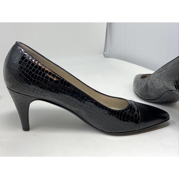 Bruno Magli Dress Heel Pumps Black Leather Italy Animal Print Women AA 8.5 Women - Picture 6 of 7